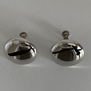 Vtg Coro Shiny Silver Clip Earrings